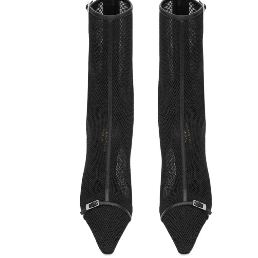 New SAINT LAURENT Aston Pointed Toe Sock Bootie In Black Size 38 - Picture 9 of 9